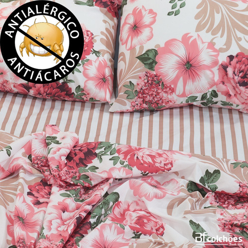 Jogo De Cama Lençol Estampado 4pç Queen C/ Elástico 158x198