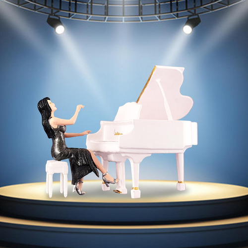 Pack-2 1:64 Figura Pianista De Resina Tocando El Piano Tomar