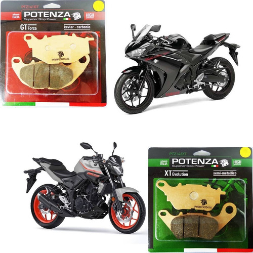 Imagem 1 de 7 de Kit Pastilha Dianteira E Traseira Potenza R3 Mt 03 16