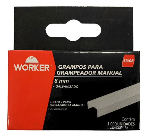 Grampo 8mm Galvanizado 1000pcs - Worker