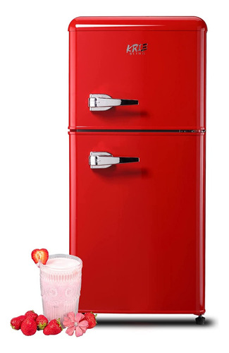 Refrigerador Con Congelador 3.5ft3 Ajustable Rojo Krib B
