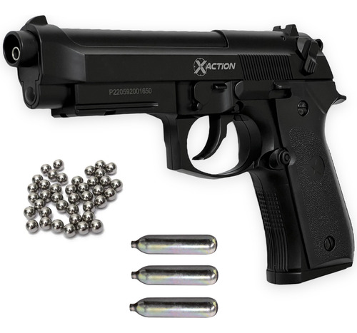 Pistola Aire Comprimido Balines Calibre 4.5 Mm Co2 Replica Negro 114.3 Mm