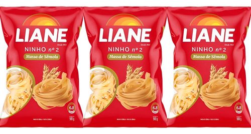 Macarrão Liane Ninho N°2 Sêmola 500g - 3 Unidades