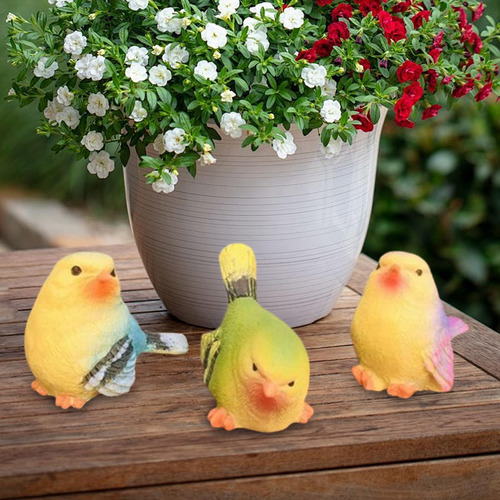 3x Figuras Decorativas De Aves En Miniatura, Decoración De