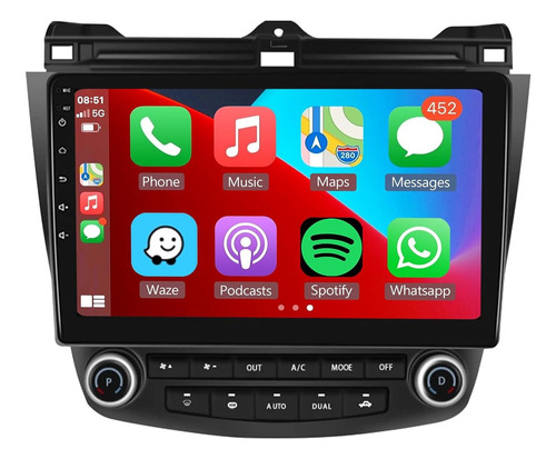 Estéreo Android 12 Carplay 4 Gb Para Honda Accord 2003-2007