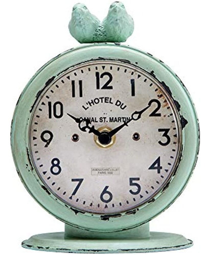 Casa Nikky Shabby Chic Peltre Ronda Cuarzo Reloj De Mesa Con