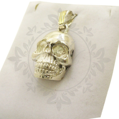 Dije Plata 925 Calavera Con Apliques De Oro Regalo