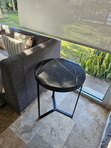 Mesa Arrime Marbella Ø50 Mármol Negro Marquina Hierro. Sale