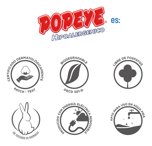 Jabón Lavar Líquido Hipoalergénico Popeye Bebé Doypack 4x 1l