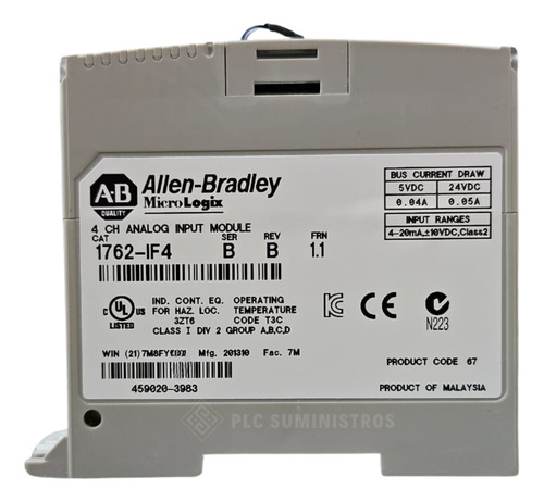 Allen-bradley 1762-if4 4ch Analog Input Module Micrologix