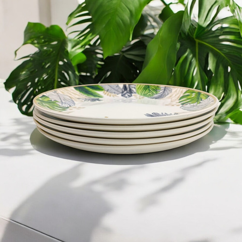 Plato Trinche Redondo Corona Mod. Natural De 26cm 6 Piezas