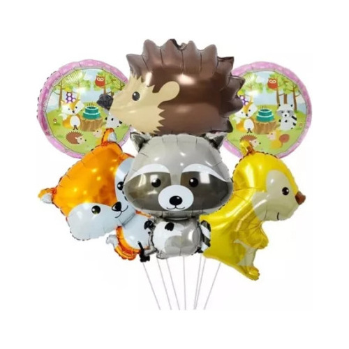 Set Globos Animales Del Bosque X6 Unidades Decoracion