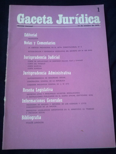 Gaceta Juridica N° 1 15 De Octubre De 1976