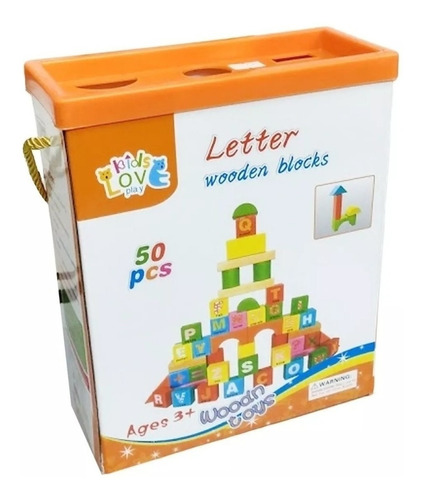 Bloques De Madera X 50 De Color Con Letras - Sharif Express