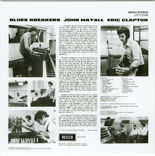 John Mayall With Eric Clapton - Blues Breakers, Paper Sleev