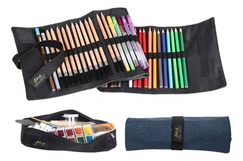 Artist Roll Up Organizer Case-24 Slots Envoltura Azul Con Un