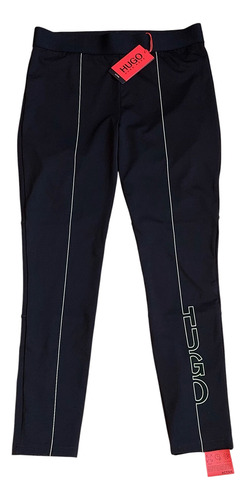 Leggings Deportivos Hugo Negro Con Verde Talla L Stretch !!