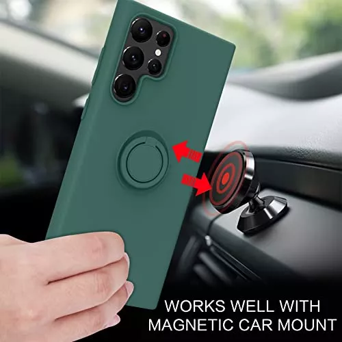  Funda compatible con Xiaomi Redmi Note 11 con soporte de anillo  verde, Redmi Note 11 Funda de silicona líquida con forro de microfibra  suave, funda protectora delgada a prueba de golpes (