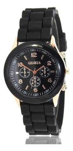Reloj De Pulsera Manecilla Silicón Flexible Regalo Negro