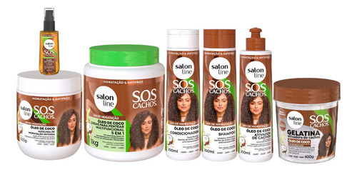 Coco Sos Cachos Salon Line Kit Brilho E Definição 7 Produtos
