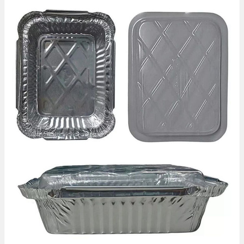 Marmitex de aluminio con tapa, 750 ml, rectangular, 200 unidades