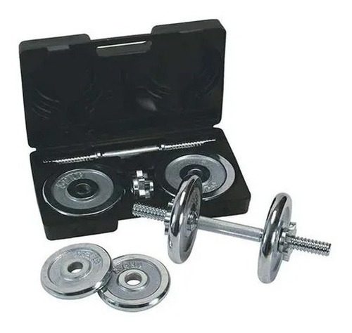Juego 2 Mancuernas Cromadas 18kg Estuche Ejercicio Casa Fitn