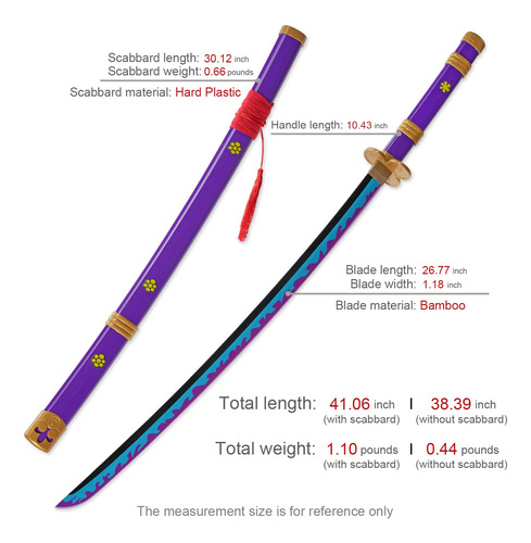 Katana Anime Original Textura Morada Enma Aproximadamente 10