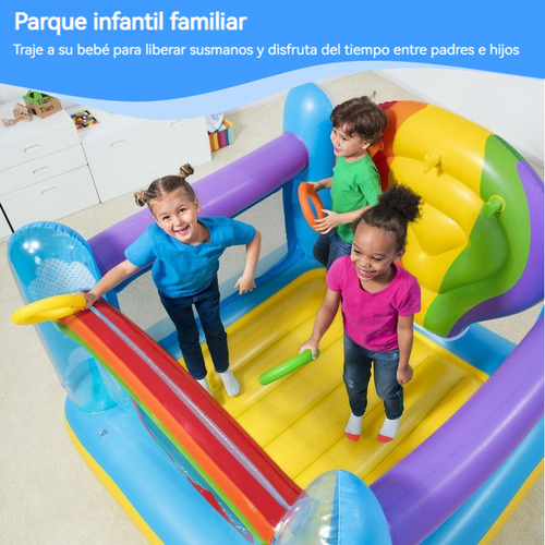 Trampolín Inflable De Castillo Para Niños Con Bomba Inflable Azul