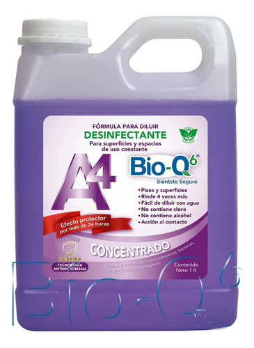 Desinfectante Sanitizante - A4 (bio-q6) Garrafa De 1 Lt