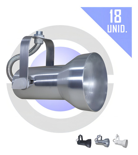 Kit 18 Spot Trilho Calha Perfilado Eletrocalha Led E27 Par20 Cor Cinza-claro Voltagem