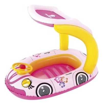 Inflable Flotador Bestway Auto Rosa Con Volante 98x66 Cm