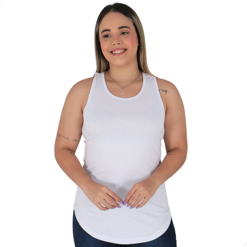 Blusa Feminina Alongada Regata Tapa Bumbum Fitness Long Line