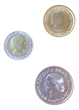 Monedas Argentina. Eva Duarte De Perón. Set De 3 Unidades.