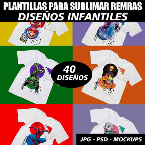 Plantillas Diseños Infantiles Para Sublimar Remeras