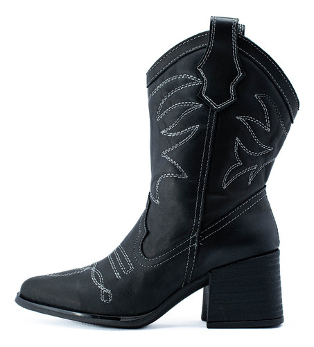 Bota Mujer Savage  Ld-95, Texana Media Con Costuras Pr