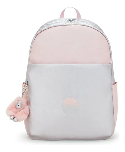 Mochila Linda Kipling Haydar Ice Metal Bl Metalizada Cor Prata Desenho Do Tecido Lisa
