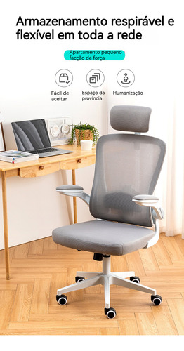 Cadeira De Escritório Malha Ergonômica Preta Com Estofado