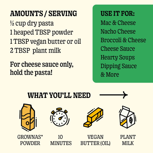 Grownas Queso Vegano En Polvo, 1 Libra - Condimento De Queso