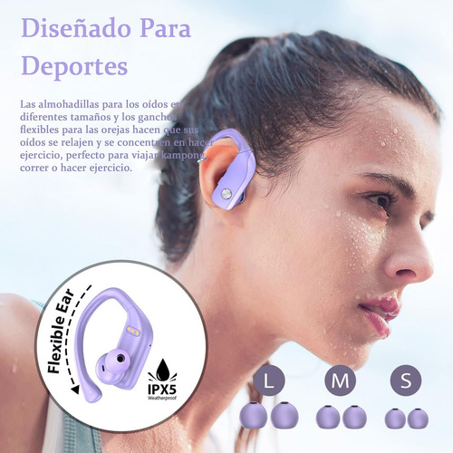 Occiam T17 Audífonos Inalámbricos Bluetooth Oreja Colgante Color Violeta
