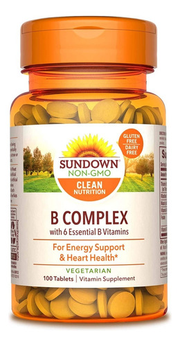 Sundown | B Complex | 6 Essential B Vitamins | 100 Tabletas 