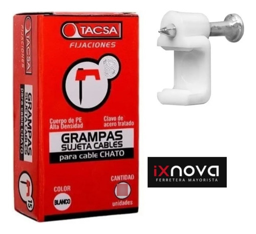 Grampas N°8 Tacsa Sujeta Cable Chato Caja X 100 Uds