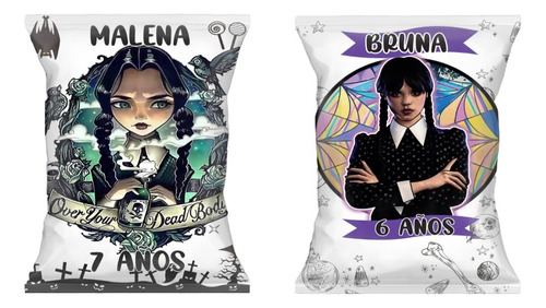 10 Bolsitas Golosineras Personalizadas  Merlina Chip Bag