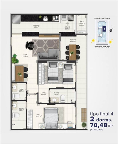 Imagem 12 de 28 de Apartamento, 2 Dorms Com 70.48 M² - Guilhermina - Praia Grande - Ref.: Ra102 - Ra102