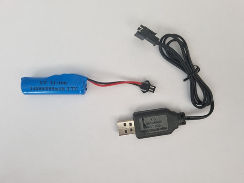 14550 Bateria 3.7v/500mah  Li-ion + Carregador Usb Smp-02