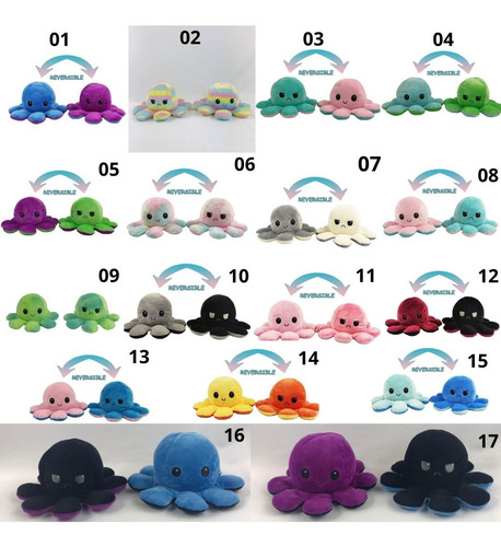 Peluche De Pulpo Reversible.