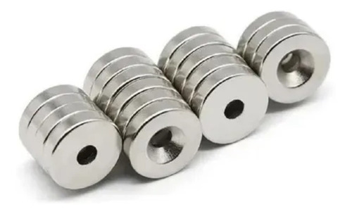 Imagen 3 de 5 de 10 Piezas Imán De Neodimio N35 15x4mm Avellanado 4mm