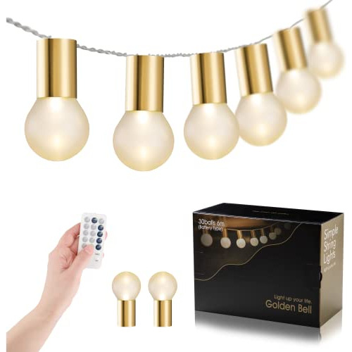 Luces De Hadas Globo De Campana De Oro 23 Pies, 30 Led ...