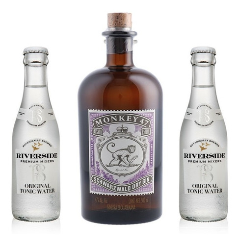 Kit Gin Monkey 47 500ml + 2 Água Tônica Ultra Light 200ml