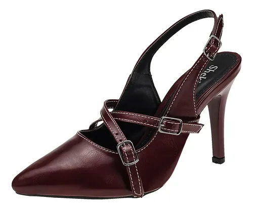 Scarpin Feminino Salto Fino Slingback Sapato Branco  Noiva