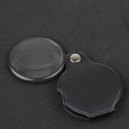 Lupa De Lente Redonda De Bolsillo Compacto 5x Lupa Negra